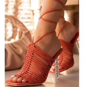 Orange strappy heels